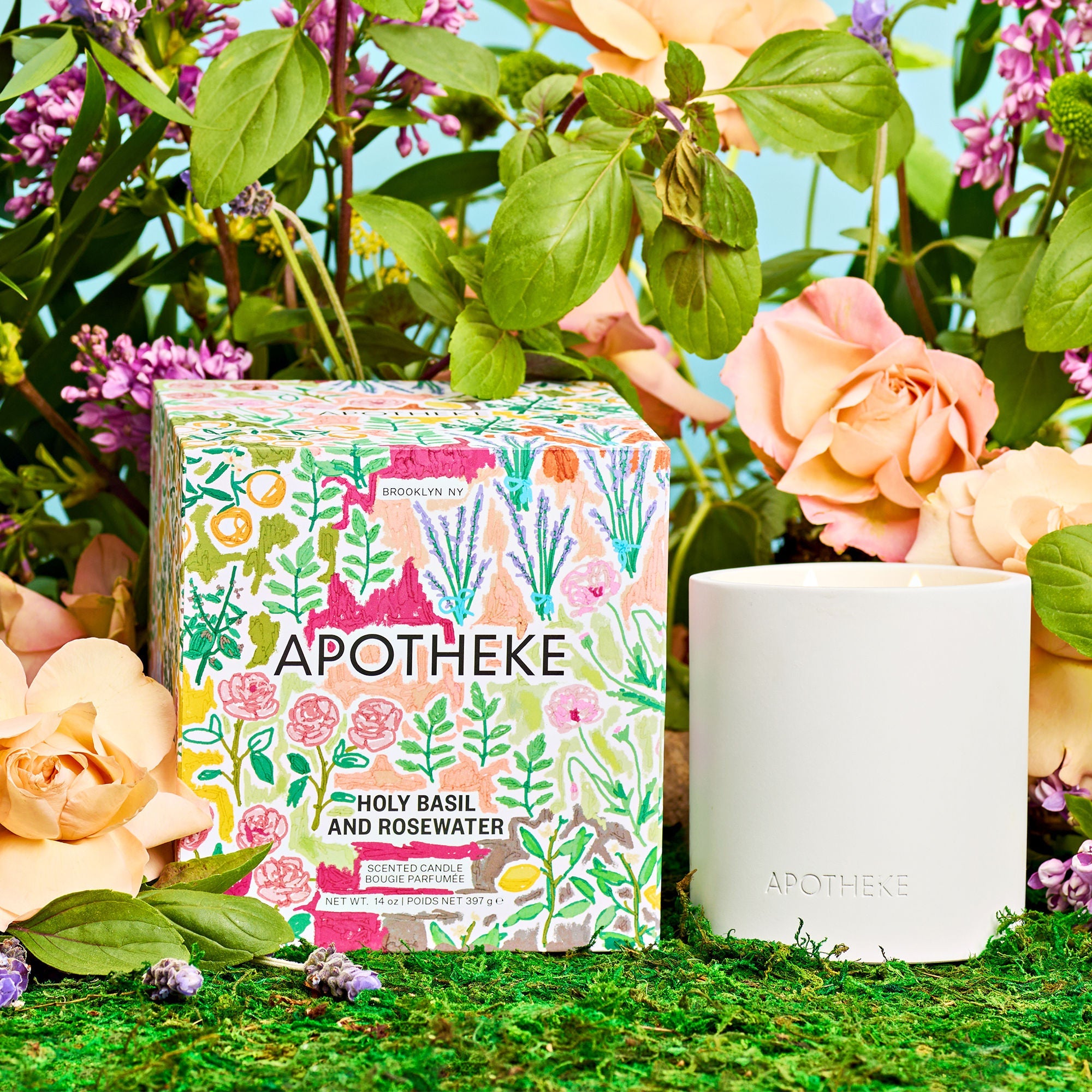 Holy Basil and Rosewater 2-Wick Concrete Candle