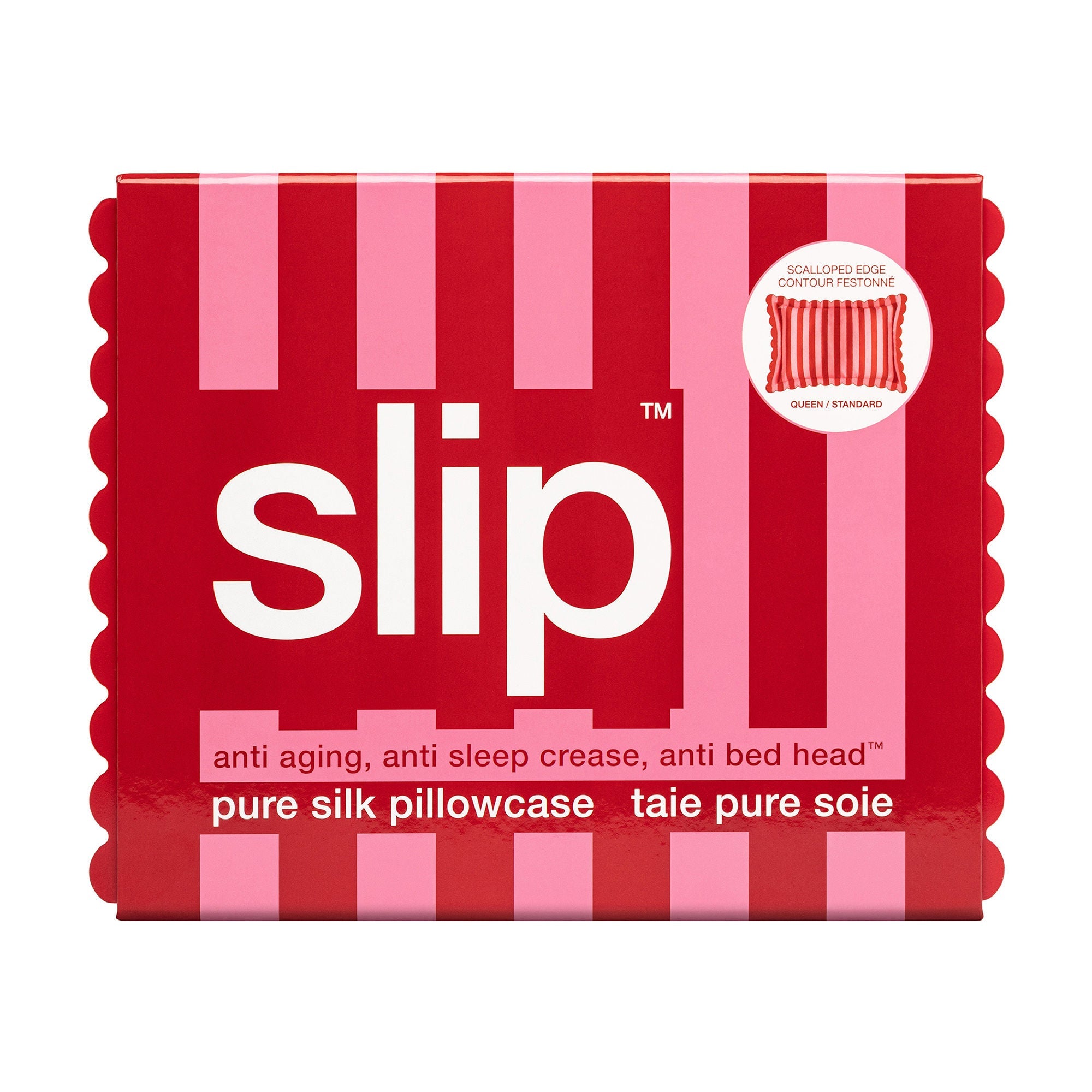 Pure Silk Queen Pillowcase with Scalloped Edge