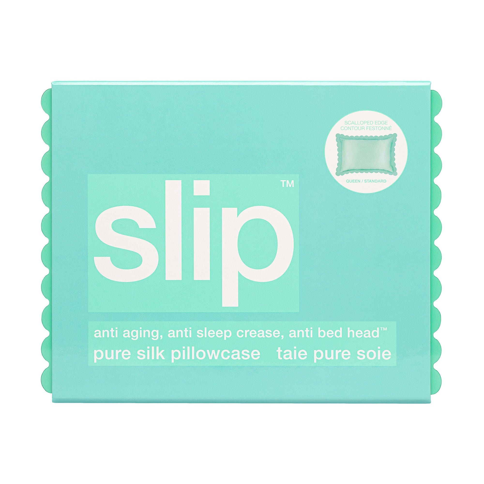 Pure Silk Queen Pillowcase with Scalloped Edge