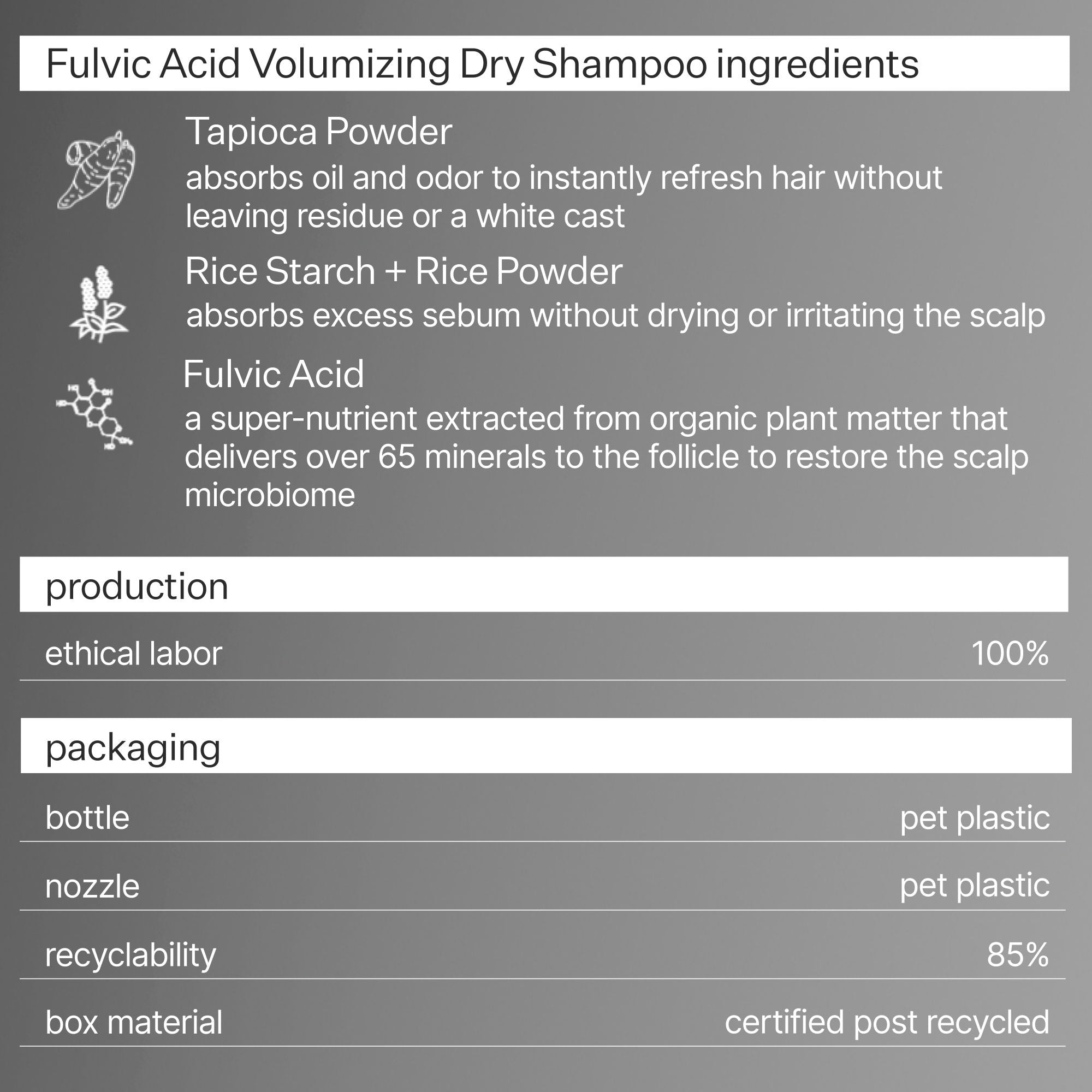Fulvic Acid Volumizing Dry Shampoo