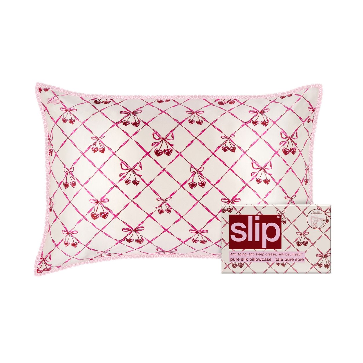 Pure Silk Queen Pillowcase with Lace Trim (Limited Edition)
