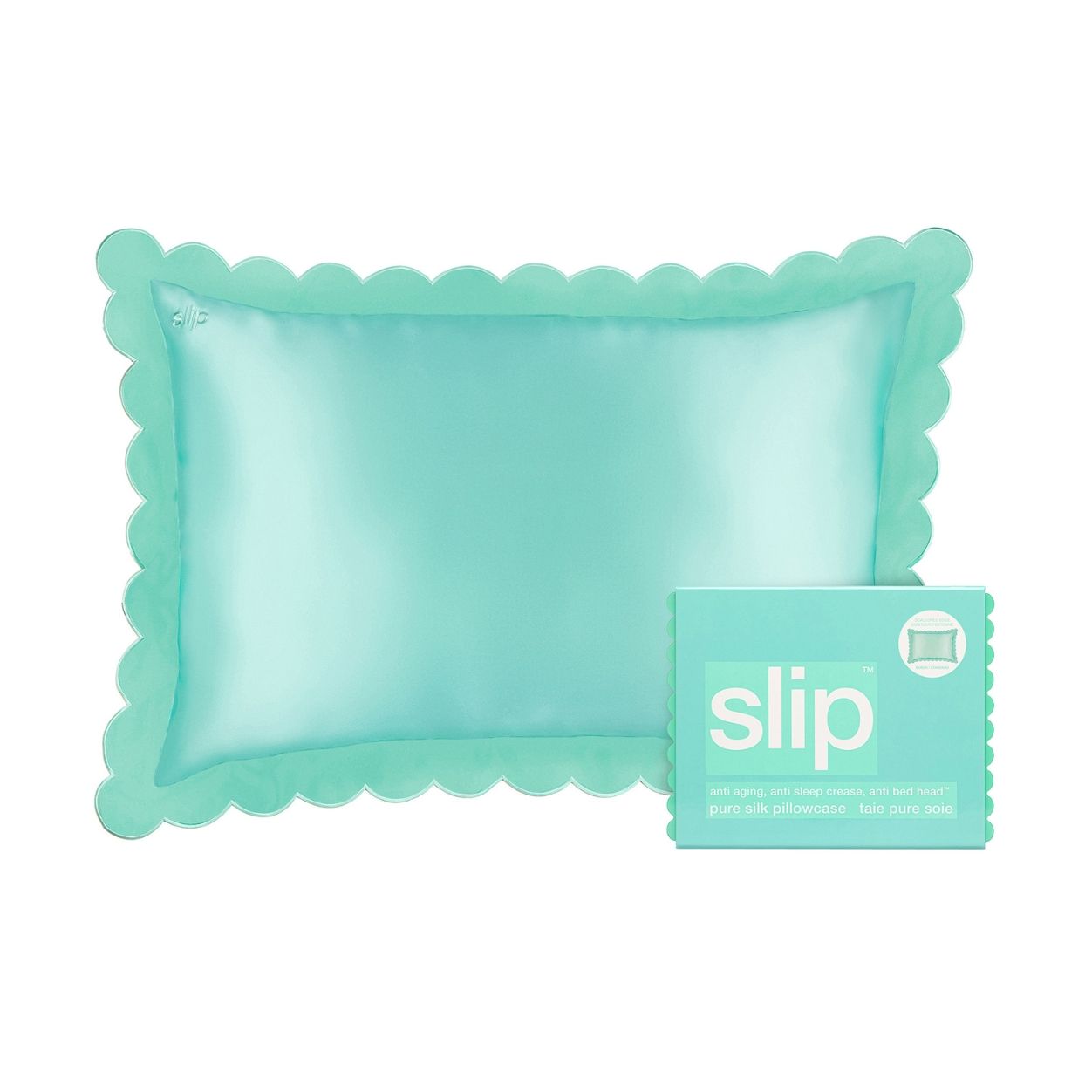 Pure Silk Queen Pillowcase with Scalloped Edge